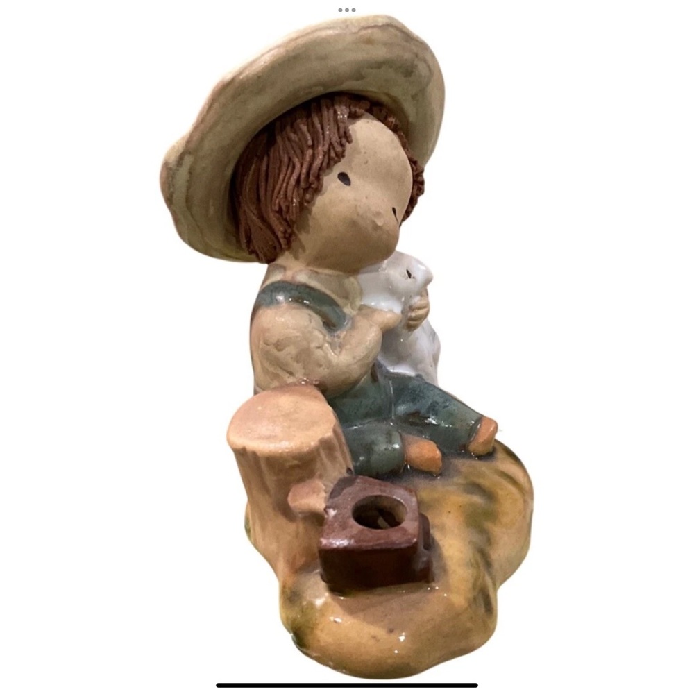 Vintage UCTCI Japan Porcelain Boy & Lamb Figurine w Bud Vase | 1960s - Picture 2 of 8